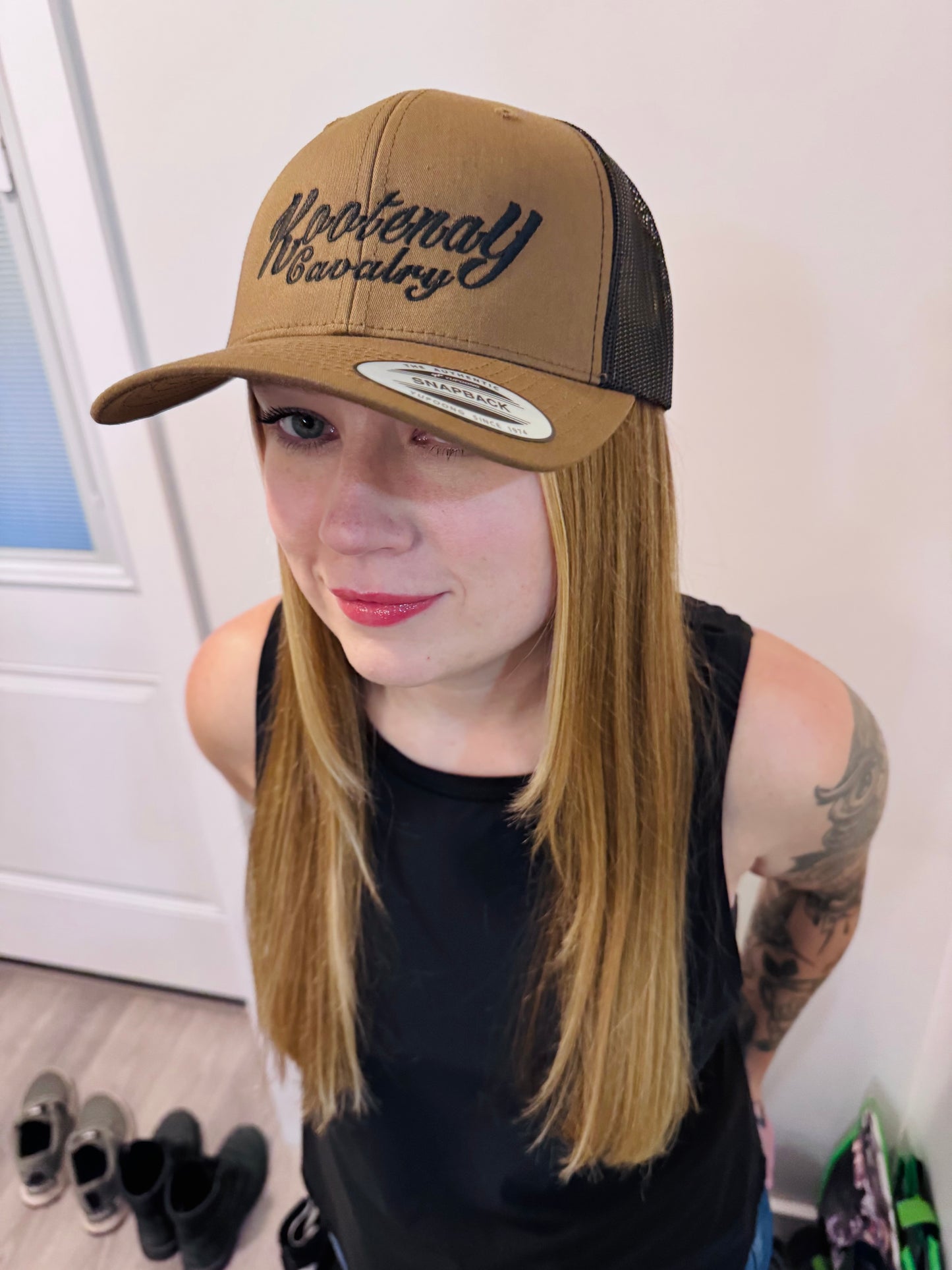Kootenay Cavalry Hat Tan and Black Mesh Snap Back