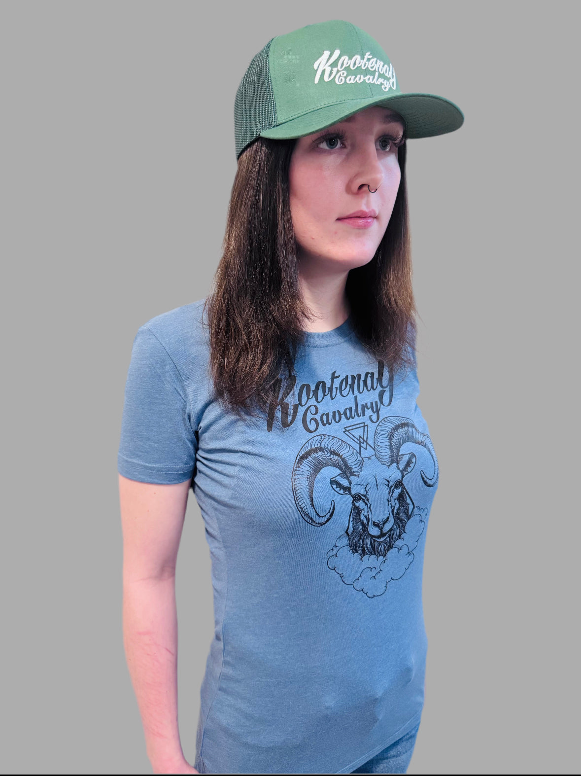 Ladies Kootenay Cavalry Sheep T-Shirt Blue