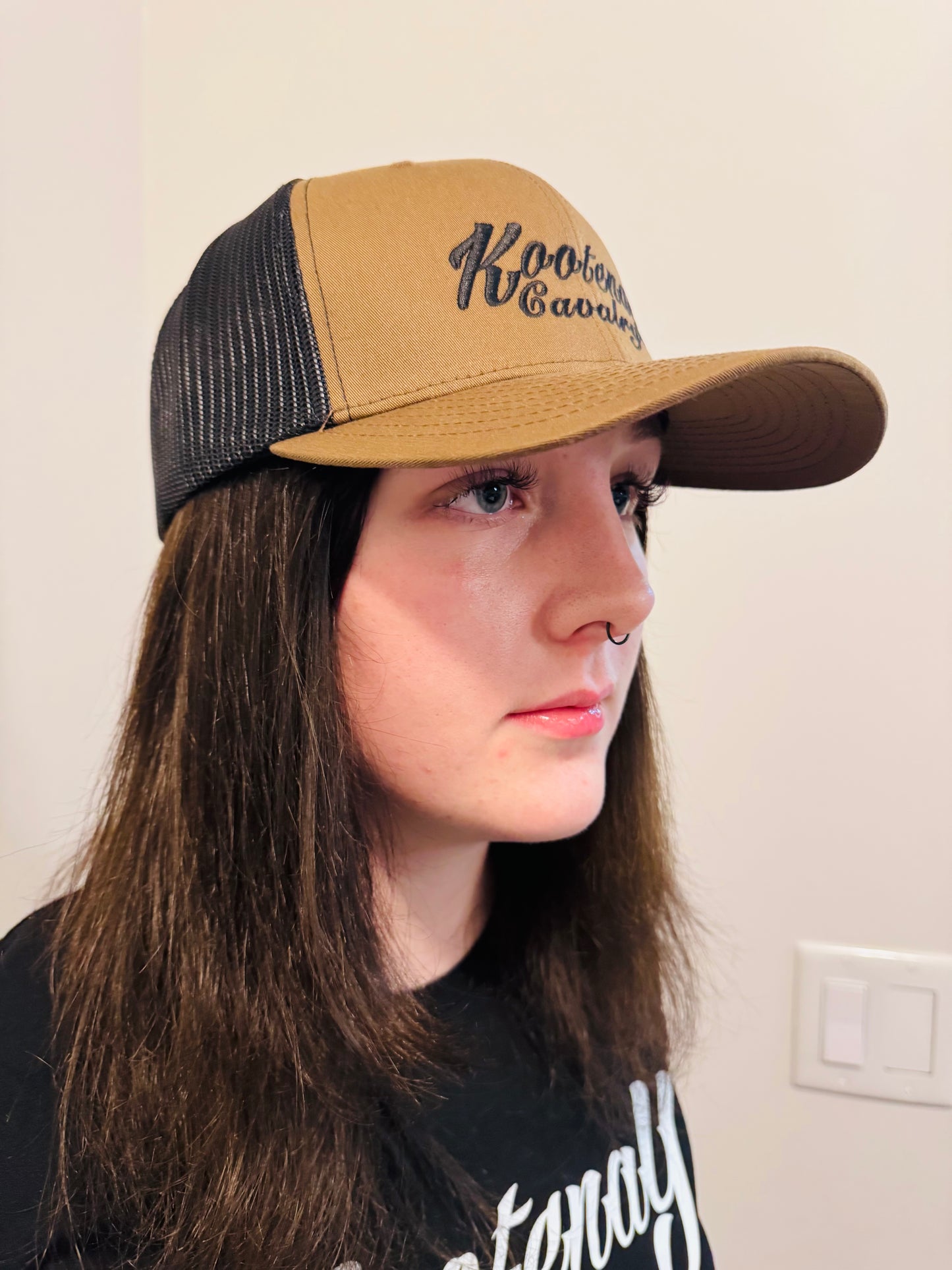 Kootenay Cavalry Hat Tan and Black Mesh Snap Back