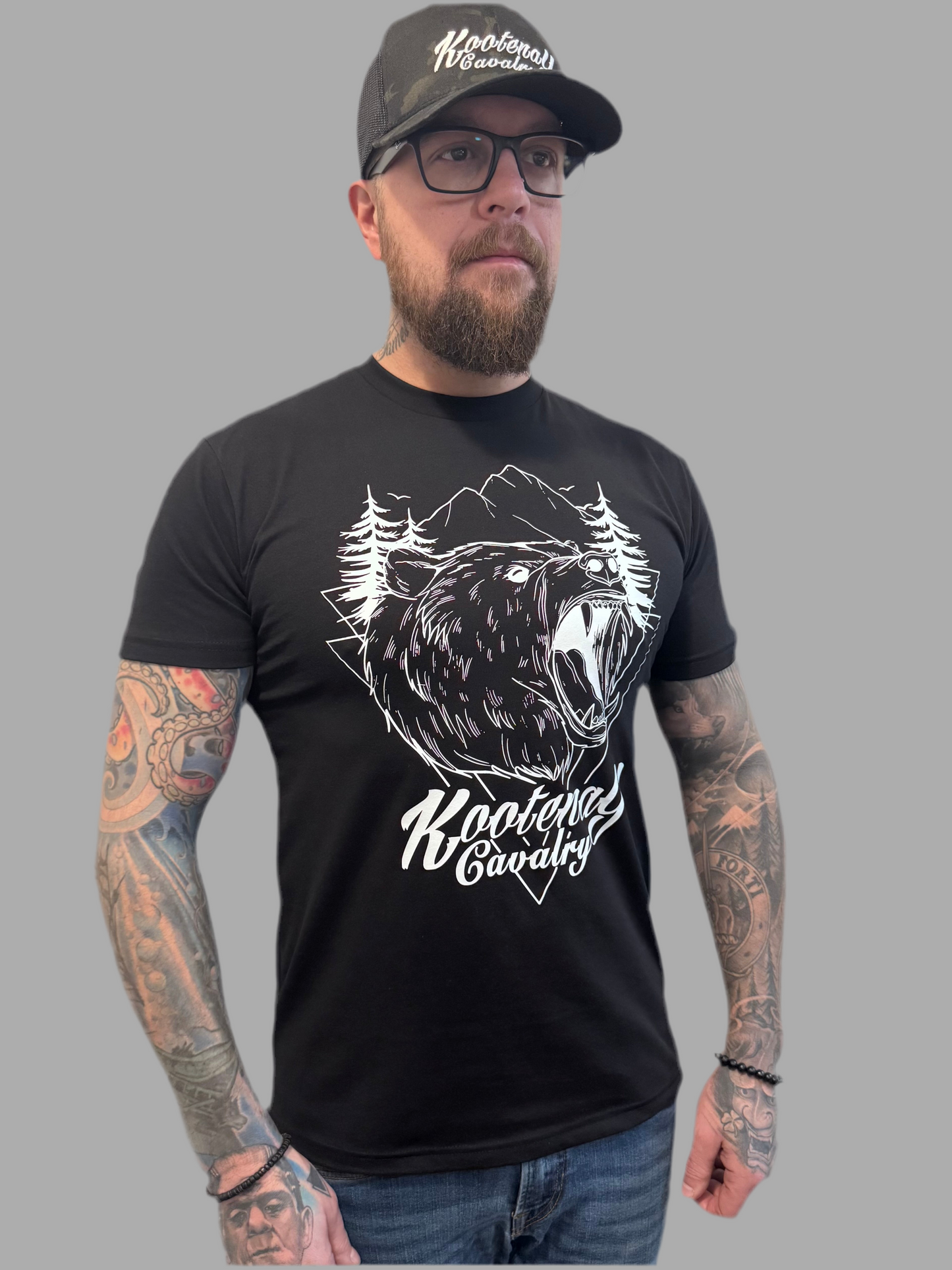 Mens Kootenay Cavalry Bear T-Shirt Black