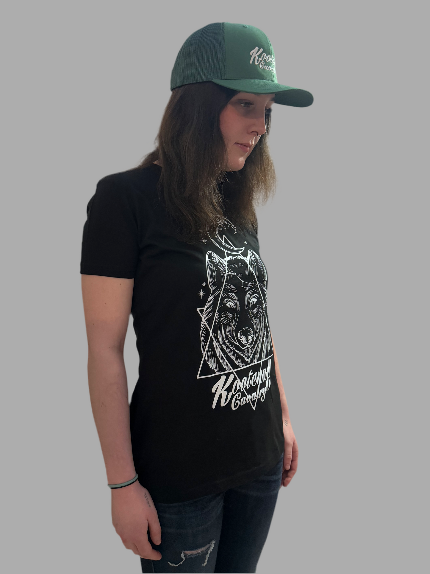 Ladies Kootenay Cavalry Wolf T-Shirt Black