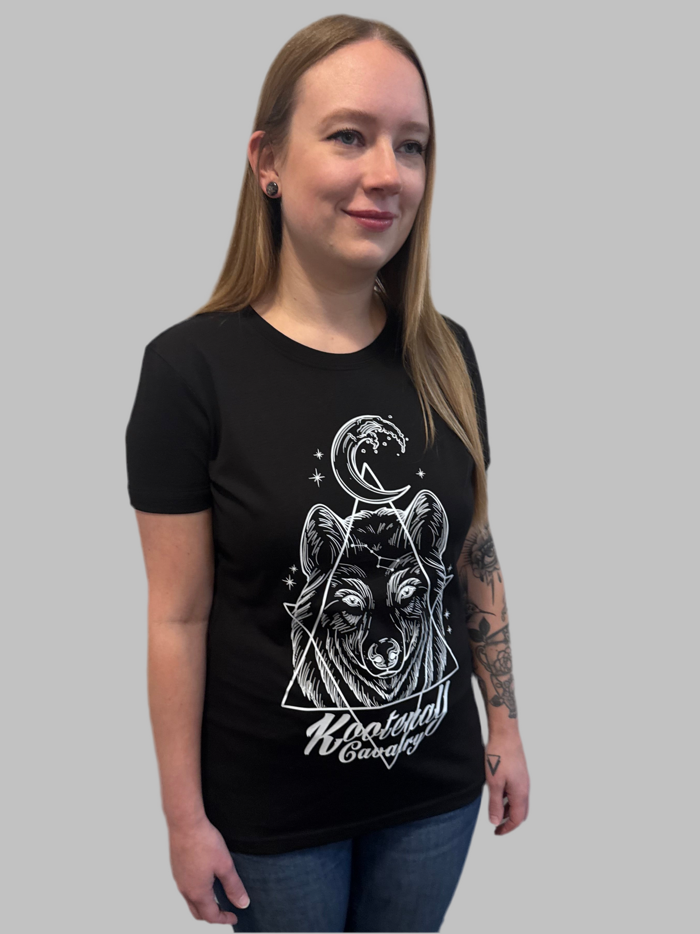 Ladies Kootenay Cavalry Wolf T-Shirt Black