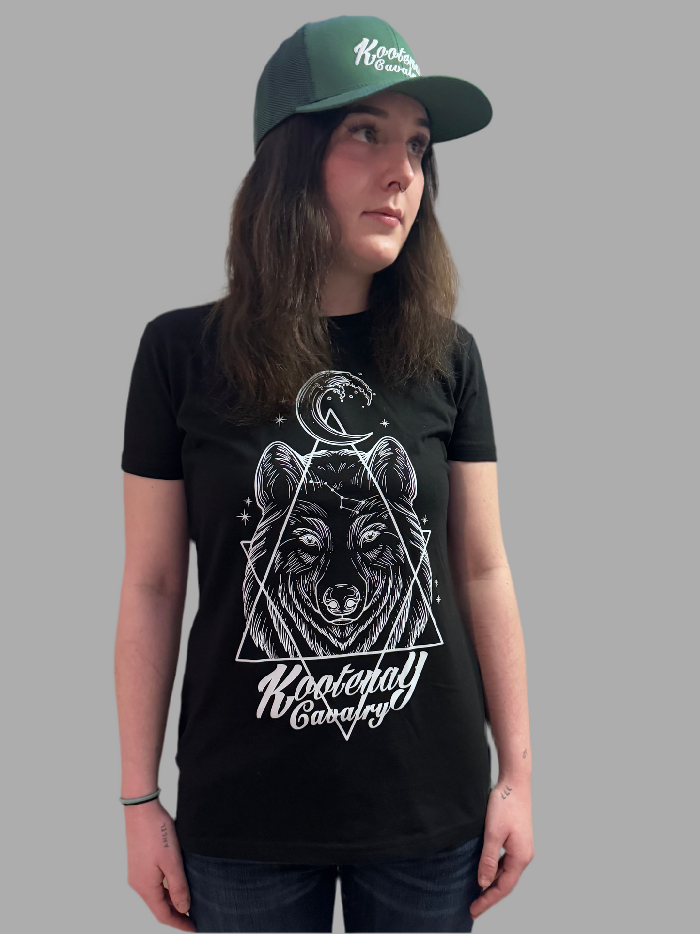 Ladies Kootenay Cavalry Wolf T-Shirt Black
