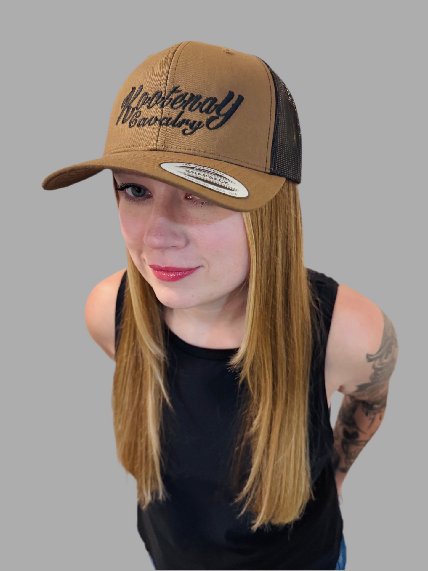 Kootenay Cavalry Hat Tan and Black Mesh Snap Back