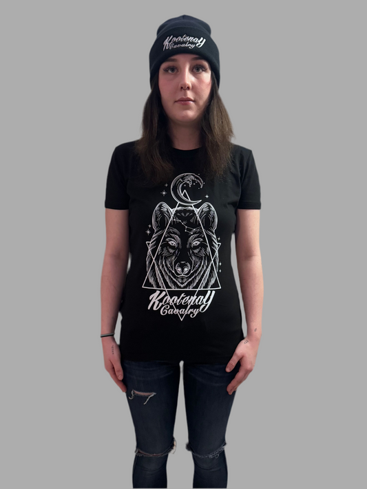 Ladies Kootenay Cavalry Wolf T-Shirt Black